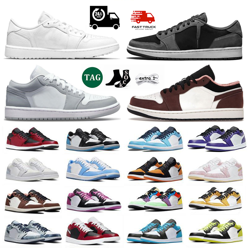 

1 Basketball Shoes Men Women 1s low Black Phantom Paint Drip Fragment Reverse Mocha Bred Toe UNC Mens Train OG air shoe, #14(36-40)