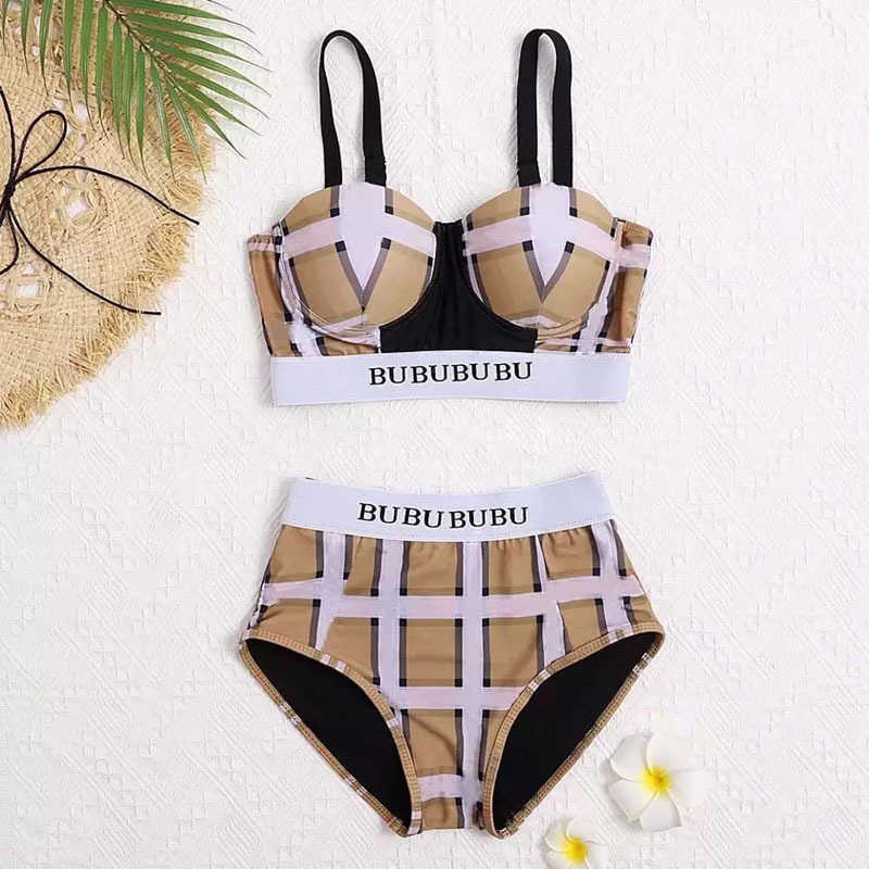 

Designer Bikini Top Hot Sell Bikini Woman Designer Sense Beach Swim Wear Summer Swim Suit Sexy Sling Strap Bur Design Pattern Plaid Swimsuit High Qual, As picture