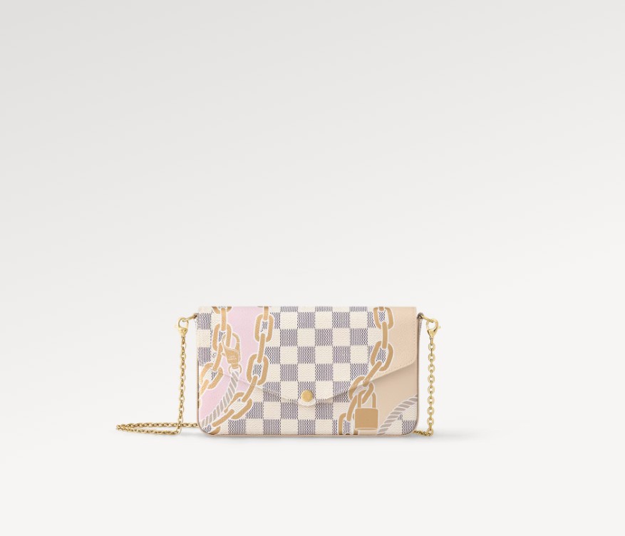 

N40466 Women's New Three Piece Chain Screen Graffiti Single Shoulder Bag Card Bag