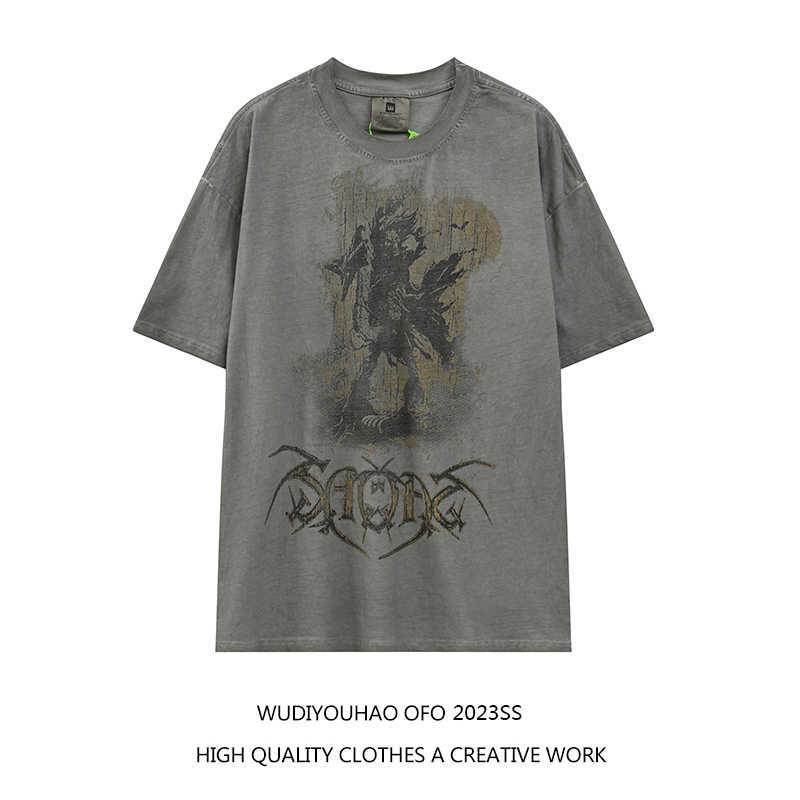 

ESS Tees T-Shirts Luxury Designer fashion clothing FEARs OF GOD Bieber Tour "Rock Evil Spirit" Limited to Old Wash Short Sleeve T-shirts Summer FOG Mens Womens, Cement