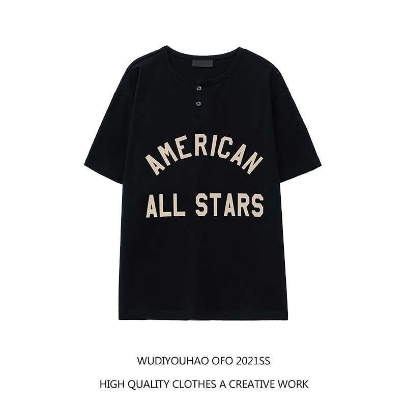 

ESS Tees T-Shirts Luxury Designer fashion clothing FOG FEARs OF GOD Season 7 Henry Neck Loose American High Street Fashion Brand Letter Short Sleeve T-shirt for Men, Black