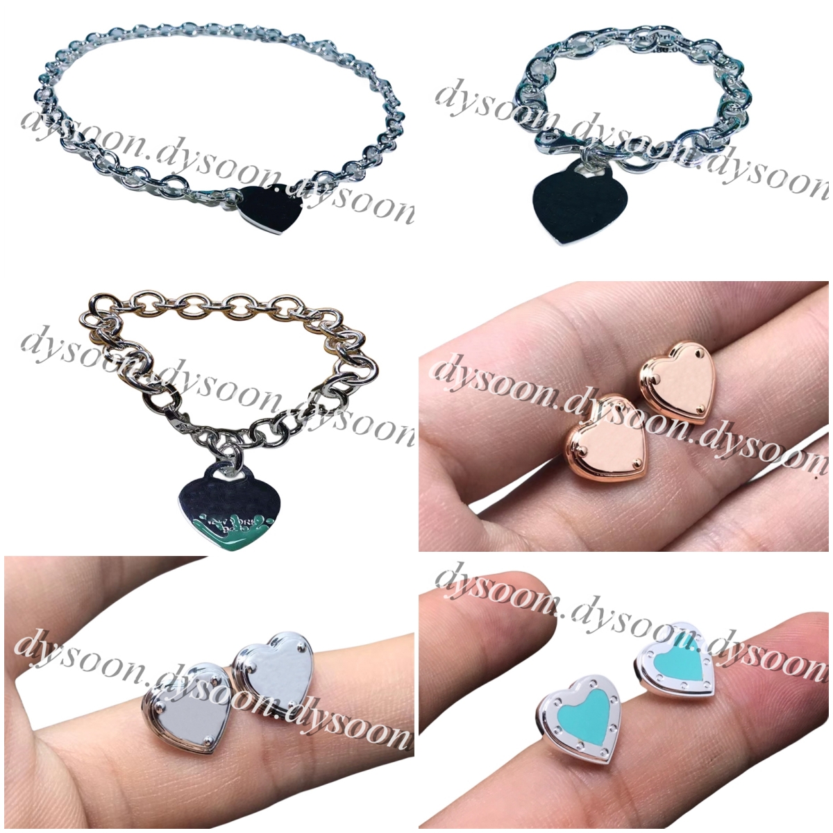 Fashion Women Men Bracelet Necklace Ear studs Accessories With Box-image-750340349