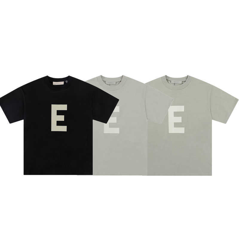

ESS Tees T-Shirts fashion clothing FOG FEARs OF GOD DOUBLE LINE ESSEN Season 8 Flocked Letter E Mens Womens Round Neck Short Sleeve T-Shirt, Light green