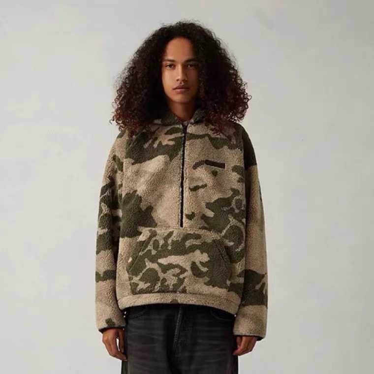 

Ess Hoodies Fears of God Fog Essen Double High Street Standing Neck Half Zip Fleece Sweater for Mens Womens Sweatshirts, Shipping fee