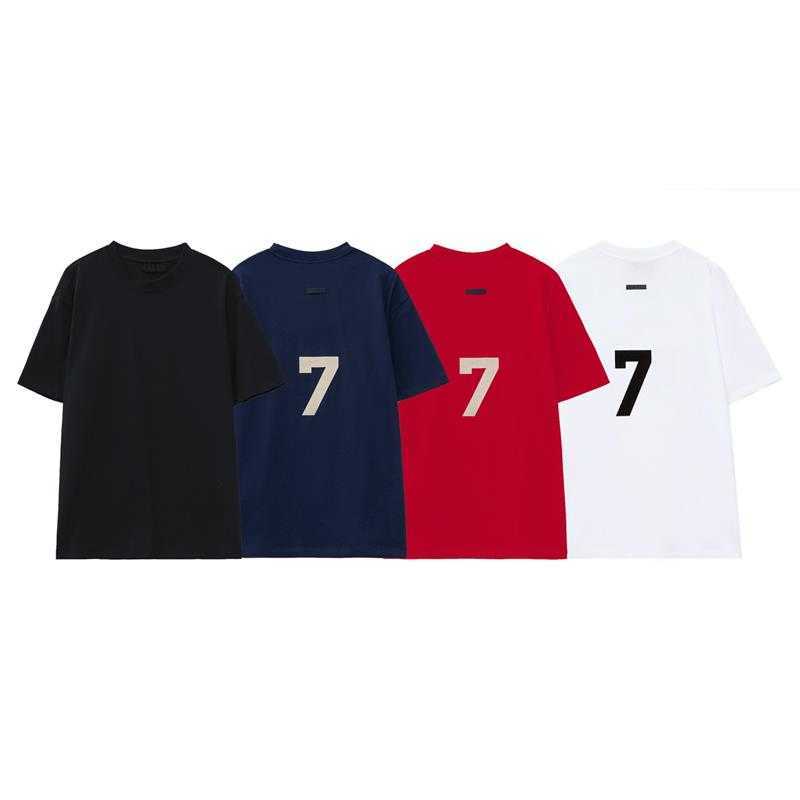 

ESS Tees T-Shirts Luxury Designer fashion clothing Fog FEARs OF GOD Season 7 flocking letter 7 red Mens Womens loose lovers Casual Short Sleeved T-shirt