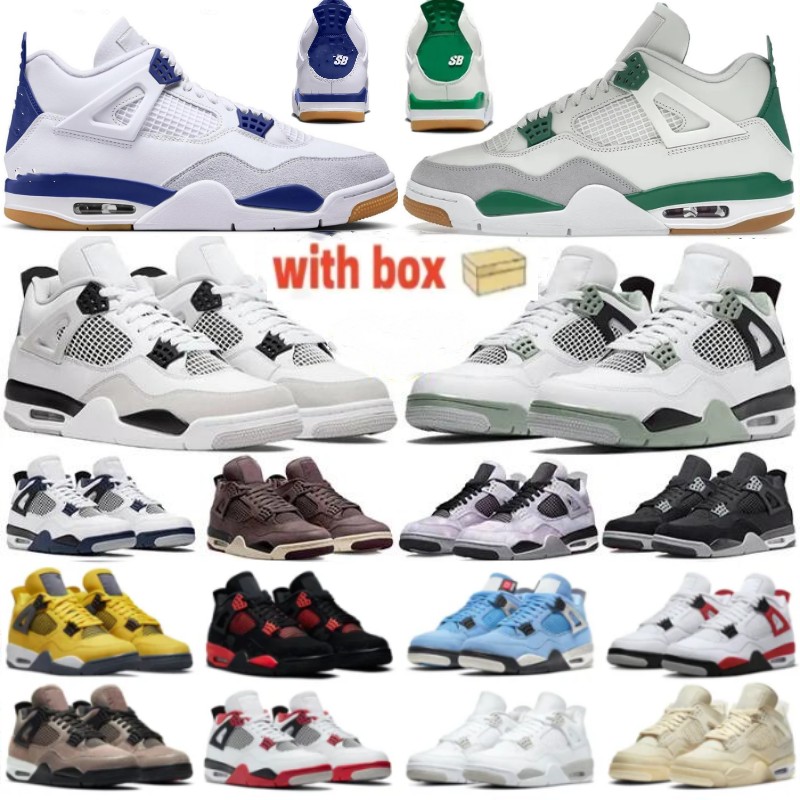 

SB 4S Dark Blue Basketball Shoes Jumpman 4s Pine Green Mens Sneakers Military Black Cat White Oreo Infrared Cool Grey University Blue 2023 womens Sport Trainers