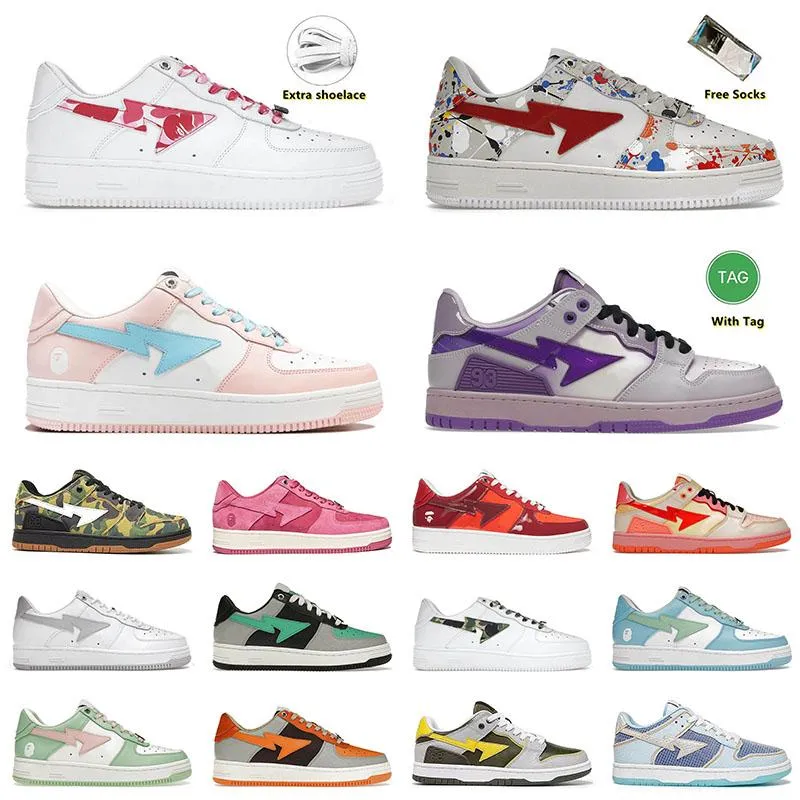 

2023 Luxury Designer Casual Shoes Sneakers Bapestas Baped Sk8 Sta Abc Camo Pink Purple Orange Beige Paint Beige Black For Men Women Trainers