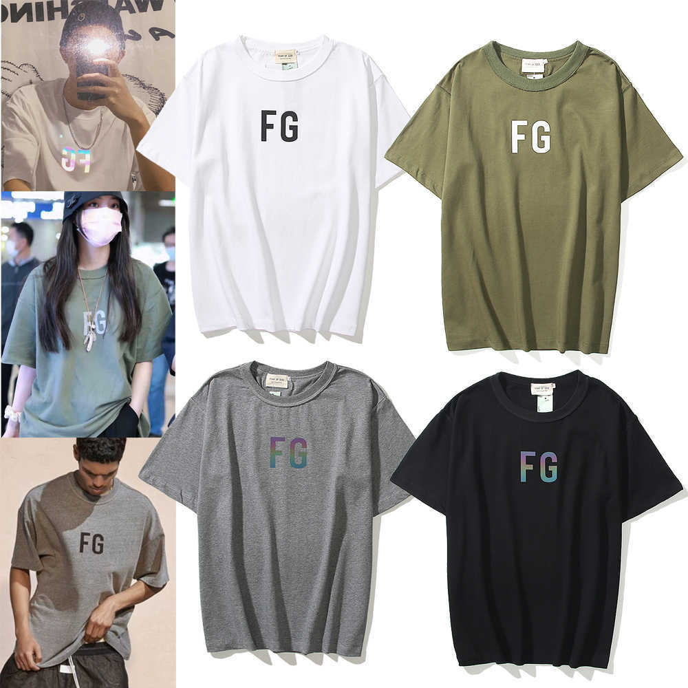 

ESS Tees T-Shirts fashion clothing Fog summer Luxury Designer brand FG rich and noble reverse wear colorful 3M reflective FEARs OF GOD short sleeve t-shirt mens top, White