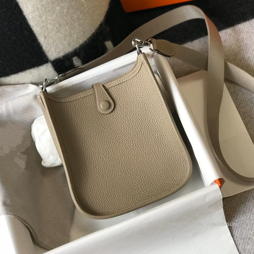 

leather designer Genuine mini woman bag shoulder bags real cowhide laides handbag girls phone holder with strap and letters, Orange 18cm