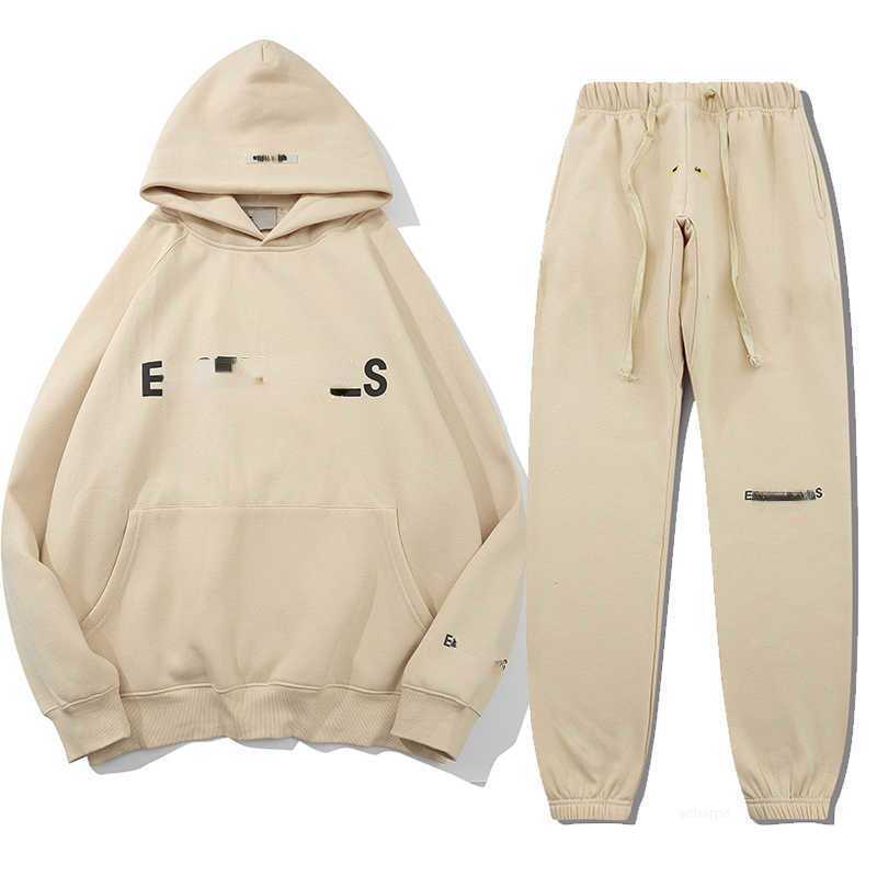 

ESS hooded Designer sweatshirt women's suit 2023 plus velvet 100% cotton high quality sweatshirt men's and women's sports suit 16WE, Yellow shirt