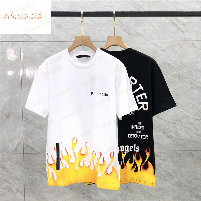 

23ss New t shirt flame letter print cotton loose round neck hundred with street men and women short sleeved, #02