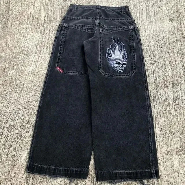JNCO Men's Jeans Y2k Streetwear Men S Hip Hop Retro Graphic Harajuku Baggy Denim Pants Harajuku Gothic High Waist Wide Trouser Retro Trend Band