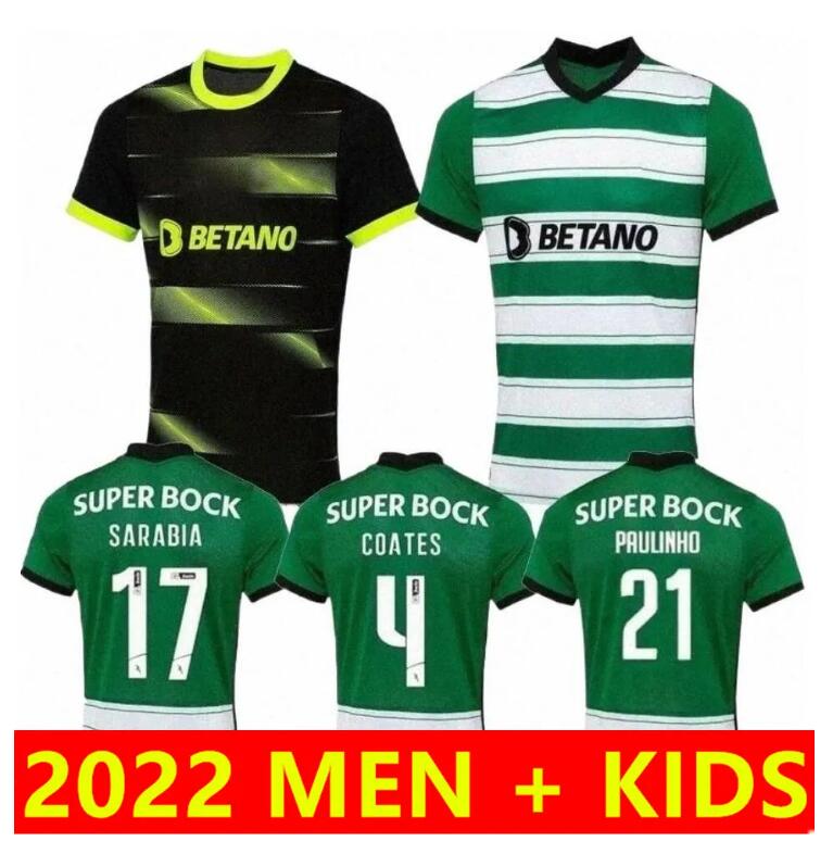 

22 23 sporting CP Lisboa soccer jerseys Lisbon Jovane Sarabia Vietto COATES ACUNA home away 3rd 2022/2023 football shirt Men Kids, Black