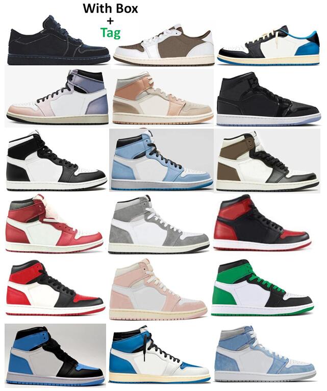 

1s Basketball Shoes 1 TS Fragment University Blue Dark Mocha Mid Space Jam Washed Black Skyline Lucky Green Panda UNC Toe Bred Chicago Lost and Found Milan Men Sneakers, Ts olive