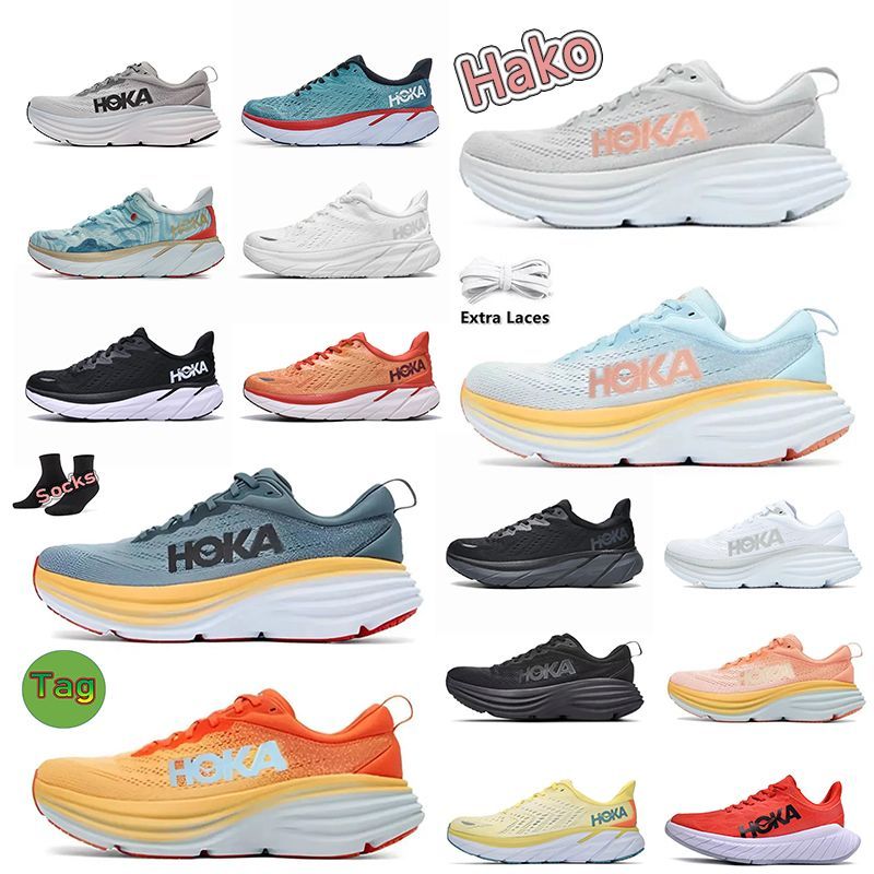 

Kids Casual Hoka Shoes Bondi 8 Hokas One Clifton Carbon X 2 Triple Black White Sneakers Harbor Mist Lunar Rock Amber Yellow Pear Summer Song, Bondi 8 (2) tripe white
