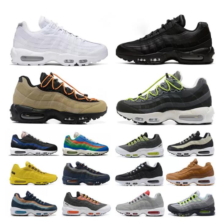 

OG 95 Running Shoes Men Women 95s Triple Black White Crystal Blue Denham Neon Solar Red Smoke Grey Matte Olive Running Club Mens Trainers Outdoor Sports Sneakers 40-46