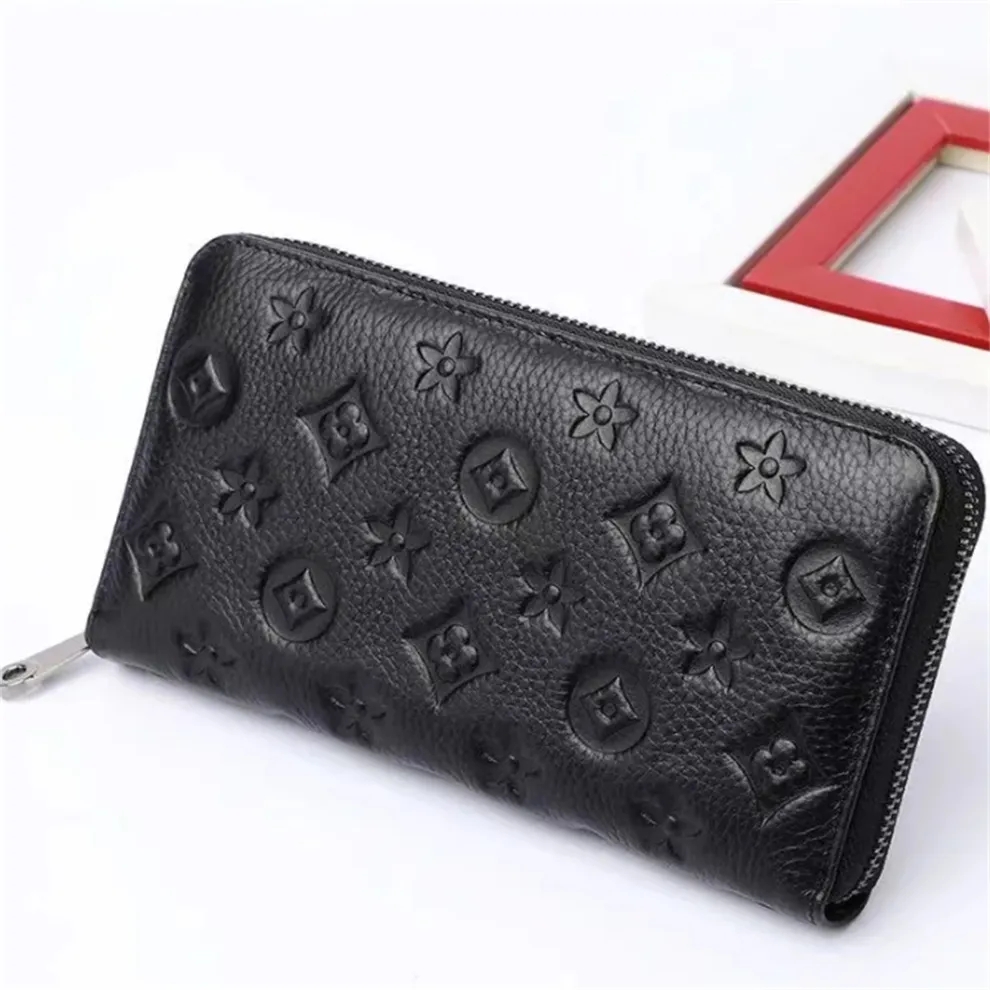 

Fashion Women Wallet Genuine Leather Men Wallet Single Zipper Wallets Lady Ladies Long Classical louise Purse Vuitton Bag with box card 60017, White grid