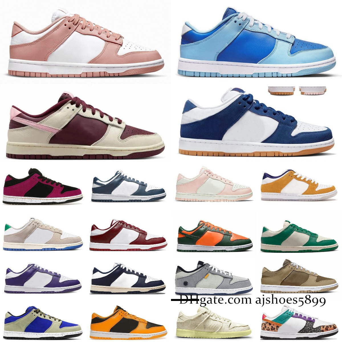 

Dunks Low Retro Casual Shoes Men Women dunkes Sneakers White Black Panda Grey Fog UNC Coast University Red Vintage Navy Varsity Green Triple Pink Designer SB Trainers, Box