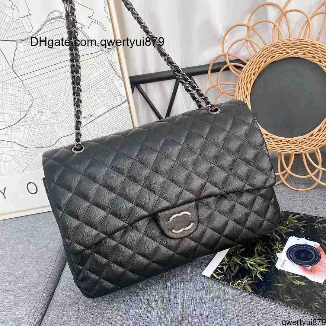 

Qwertyui879 Designer Bags Classic Double Flaps Crossbody Chains Purses Bags Women's Fashion Luxury Brand Wallet Hanbags Large Capacity Shoulder Bag 35cm, Black