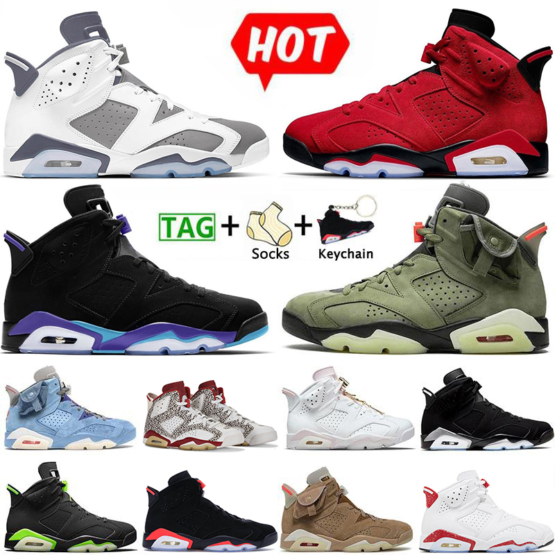 

Men Women Travis 6s Basketball Shoes Washed Denim Toro Jumpman 6 6s Cool Grey Red Oreo Electric Green Aqua Black Infrared Sports Trainers Sneakers, A#9 red oreo 40-47