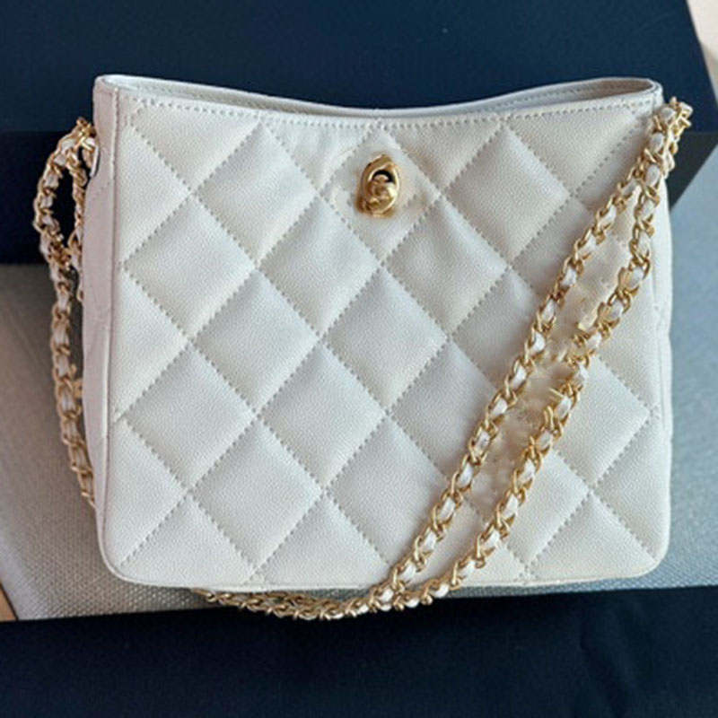 

Channel Designer Handbag Mini Flap Underarm White Hobo Purse for Fashionable Women 19CM, White-leather-19*16cm