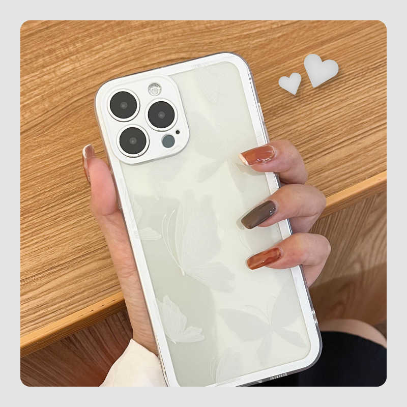 

Cartoon Clear White Butterfly Soft Shockproof Phone Case For iPhone 13 1211 Pro Max XS Max XR X 7 8 Plus 12 11 Mini Cute Shell