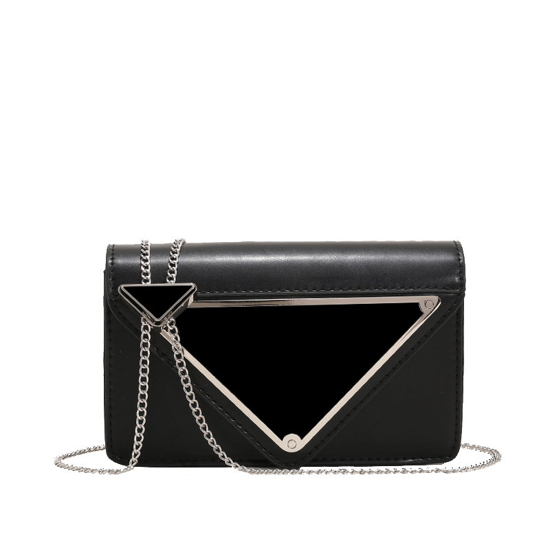 

Large Triangle Designer Shoulder Bag for Women Fashion Chain Casual Crossbody Bags Cover Magnetic Cross Body Ladies Mini Bag LaoBanZhang18091, Black