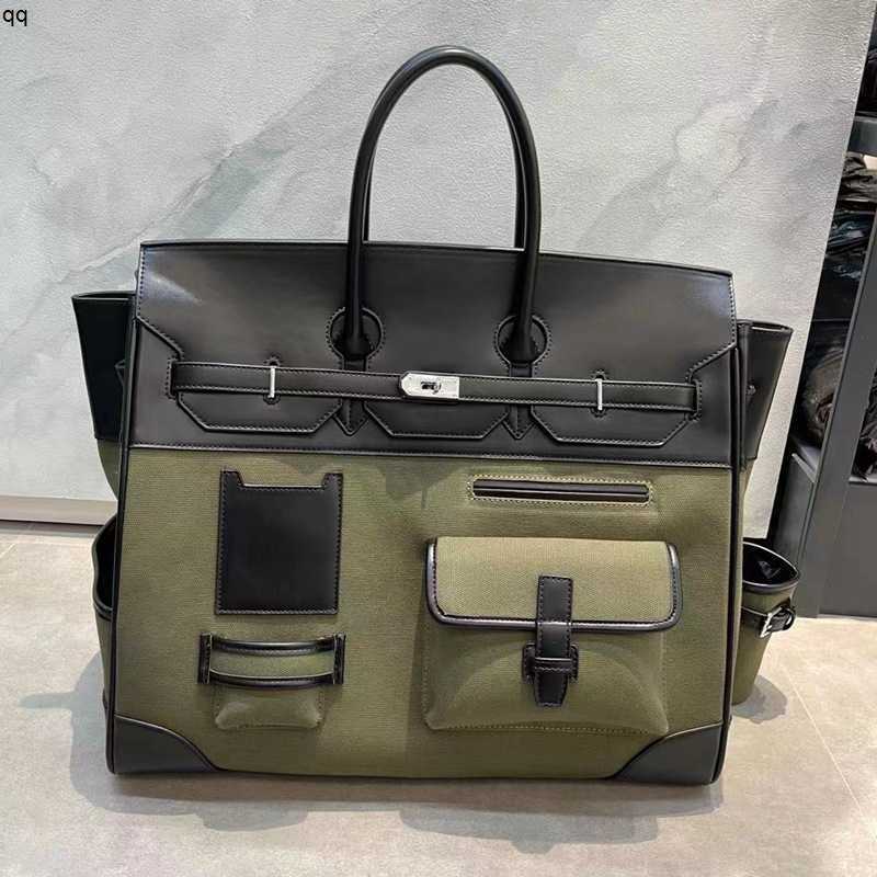 

Totes 7A fashion Birkins H erms shoulder 46cm bags Capacity Bags Bags Bags Handbags Canvas Bags Bagsqq with logo, Military green
