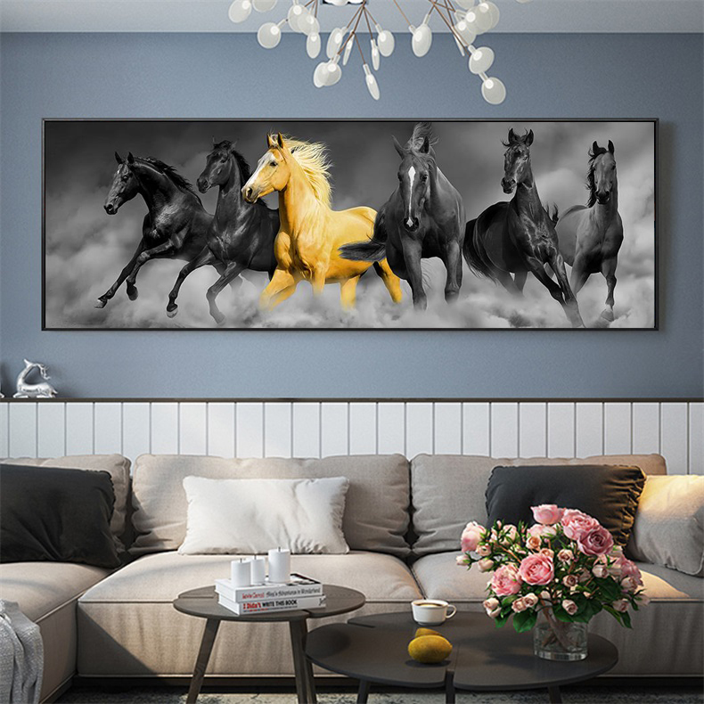 

Gold Horses Modern Canvas Art Animals Wall Art Posters For Living Room Home Decor Cuadros Big Size Wall Canvas Print Paintings