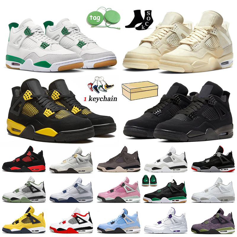 

Basketball Shoes JUMPMAN Retro 4 Black Cat Pine Green 4s Thunder Yellow Craft Sail Photon Dust White Oreo Military Bred Sports Sneakers Size 36-47 Womens Mens Trainers, C40 sb-bred 36-47