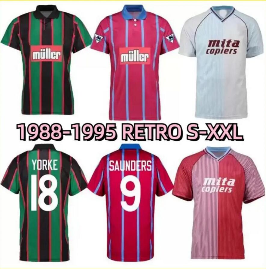 

88 93 95 Villa retro pp kit soccer jersey 1988 1993 1995 Aston McGrath Houghton RICHARDSON Man classic vintage football shirt SAUNDERS YORKE EHIOGU -2XL