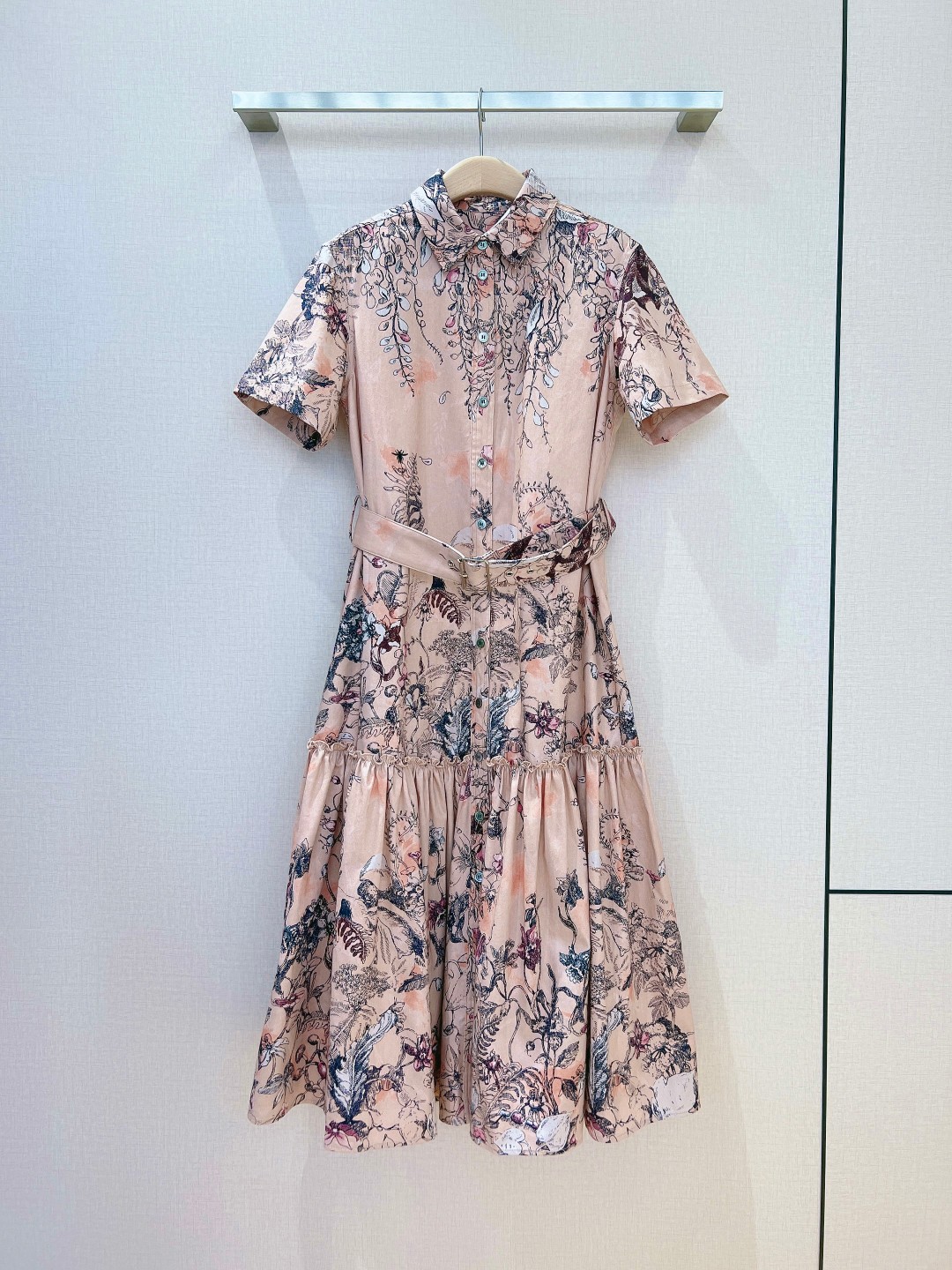 

Casual Dresses European Fashion Early Spring New Line Fire Magic Garden Print Dress, Pink