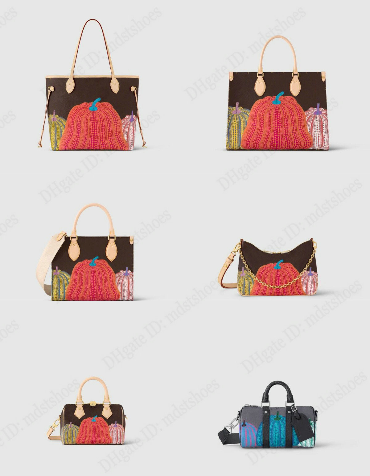 

Yayoi Kusama Pumpkin All Series Bags on the go PM MM Never MM Alma BB Trio Messenger Boulogne Monograms Canvas Designer Handbag M46467 M46469, Boulogne 29cm