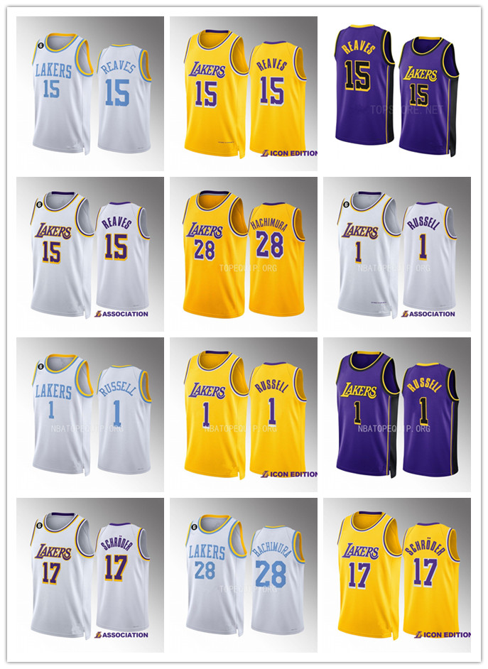 

Basketball Jerseys Dennis Schroder #17 D'angelo Russell #1 Rui Hachimura Austin Reaves #15 2022-23 Los Angeles''Lakers''Men Jersey, 15