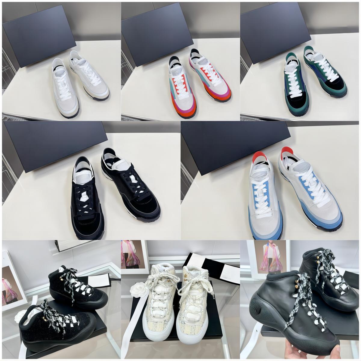 

Latest Designer Sneakers Suede Casual Shoes Men Women Knit Calfskin Shoe Platform Sneaker Leather Mesh Trainers With Box size 35-40, C-2