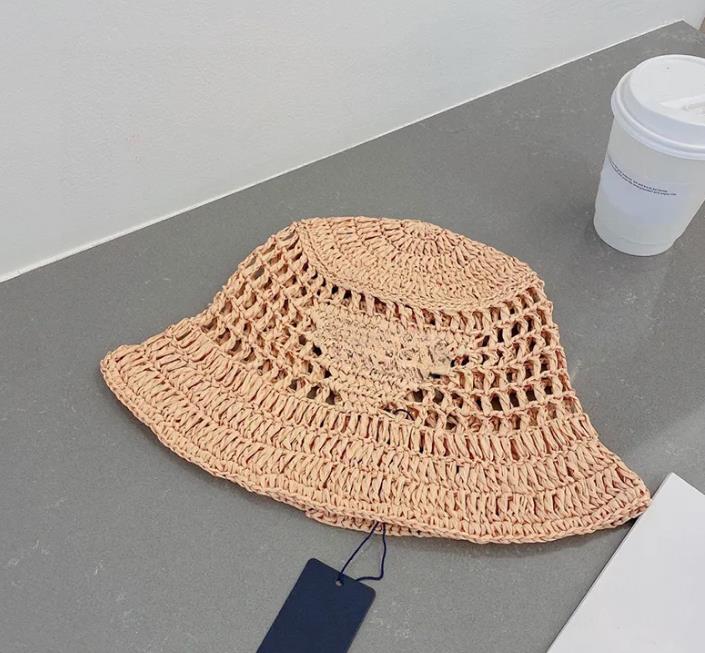 

Luxury Bucket Hat Summer Straw Hat Handmade with Embroidered Letters Suitable for Summer Beach Travel Beautiful, Blue