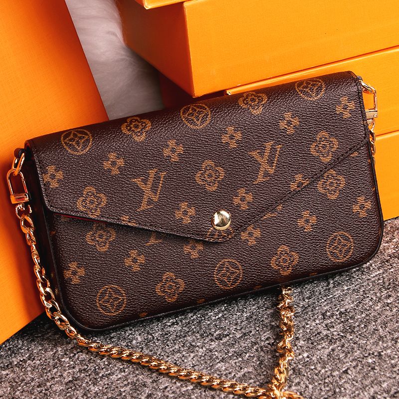 

Luxurys Designer Bag 3pcs/set Accessories Women Bags Handbag Crossbody louis Leather female Purse Louise Fashion vuitton Flower Lady Shoulder Bag Wallet With Box, Brown flower - black