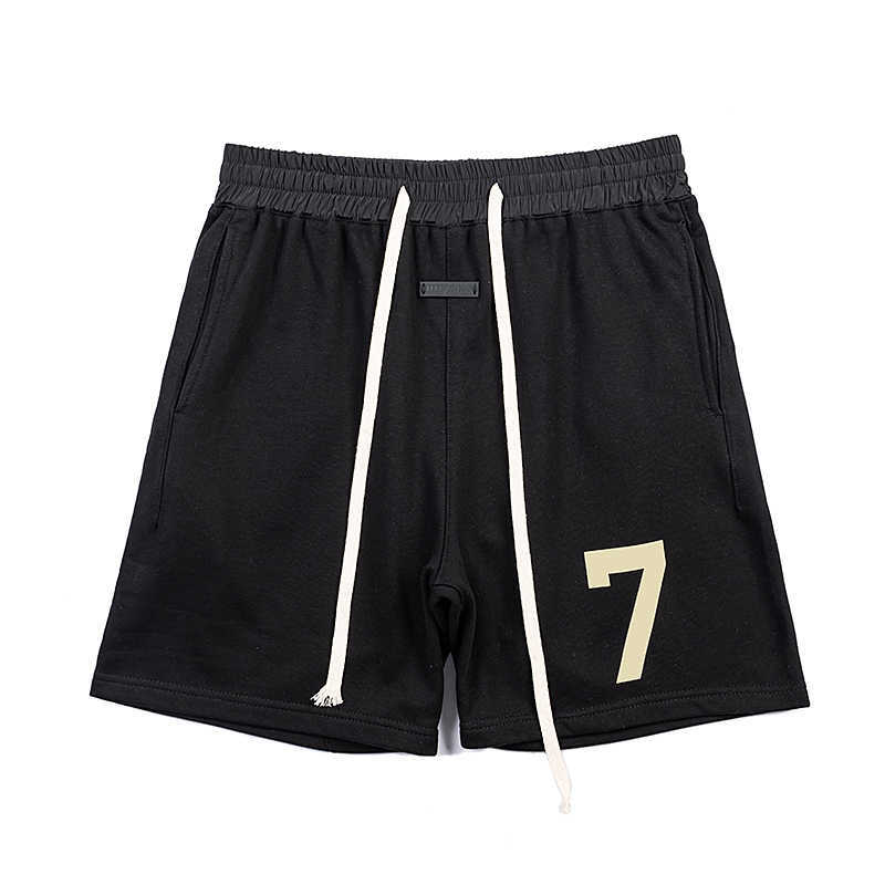 

Ess Designer Short Fashion Casual Clothing Fog Fears of God Season 7 Drawstring Flocking 7s Digital Men's Loose Sports Shorts Streetwear Joggers Sportswear, Black