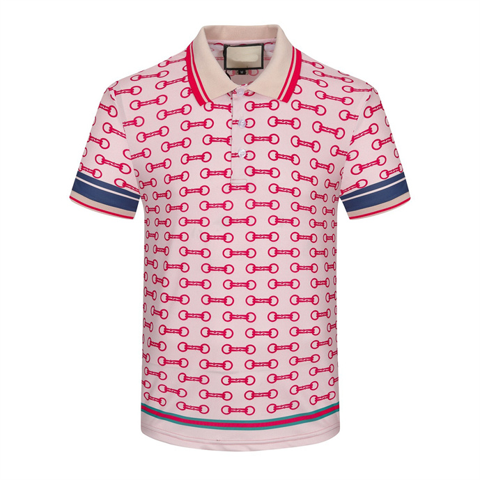 

New Men's Tee cotton Designer crease resistant breathable T-shirt lapel commercial fashion casual print high-end POLO short sleeve -3XL#15 66J0