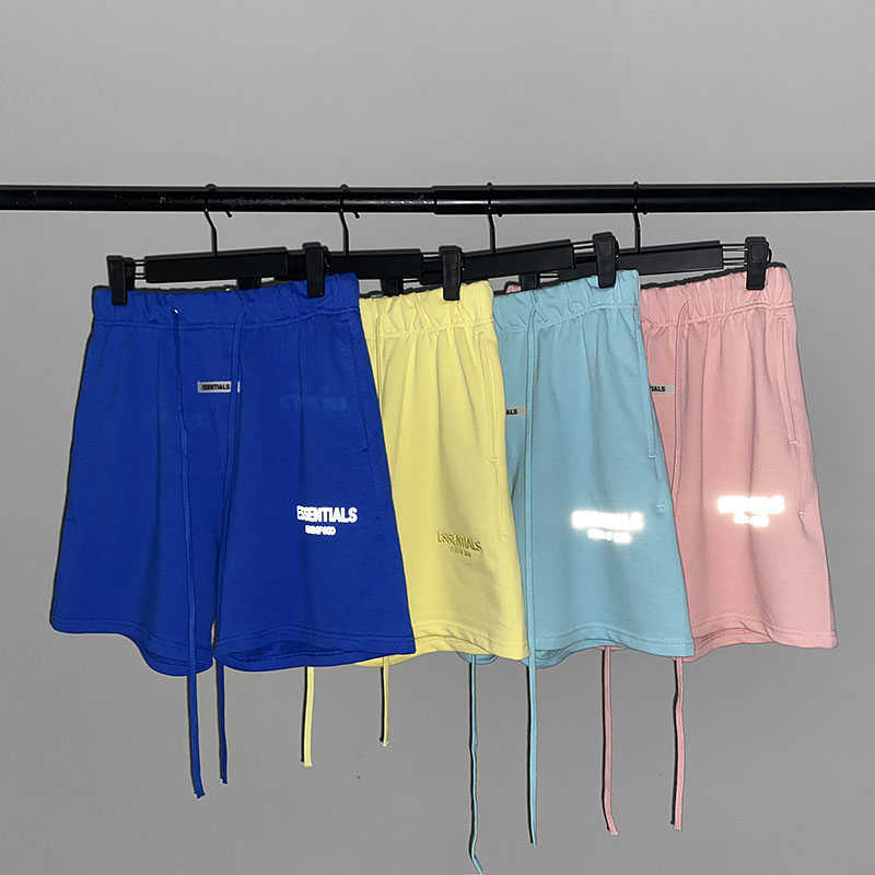 

Ess Designer Short Fashion Casual Clothing Fog Fears of God Essen Drawstring Yellow Embroidery 3m Reflective Men's Women's Sports Shorts Sportswear Streetwear