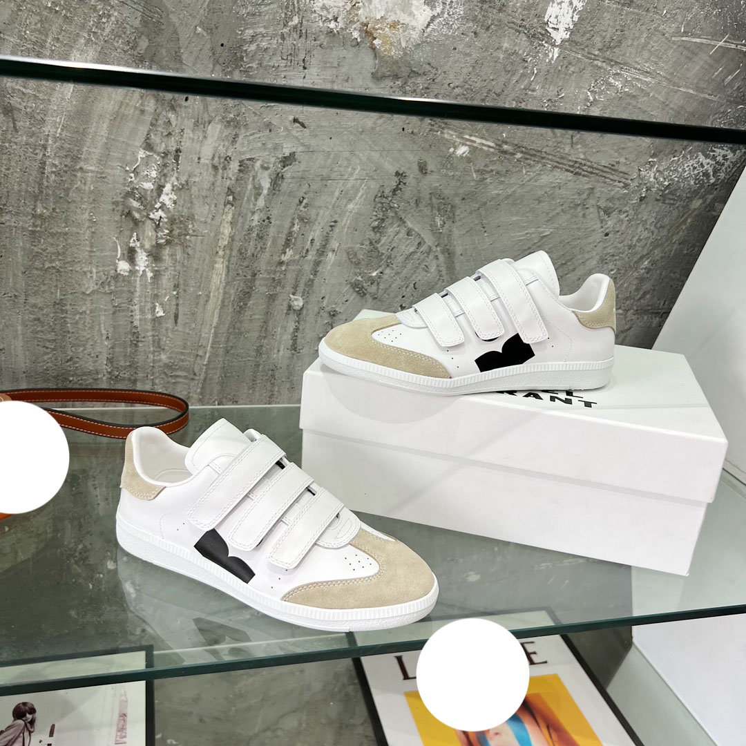 

Runway Shoes Isabel Paris Marant Sneakers Beth Grip-strap Leather Low-top Beth Logo Leather Sneakers Fashion Designer Isabel Trainers 34-40, 6 as picture