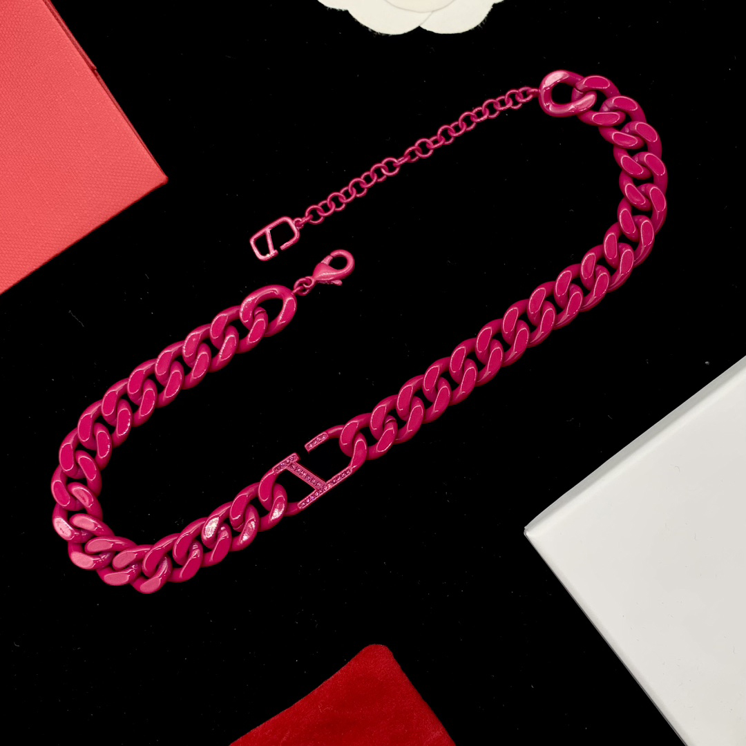 

Pink Necklace Designer Letter Pendant Necklaces Fashion Brand Womens Jewelry Choker Anniversary Gift for Girlfriend With Box