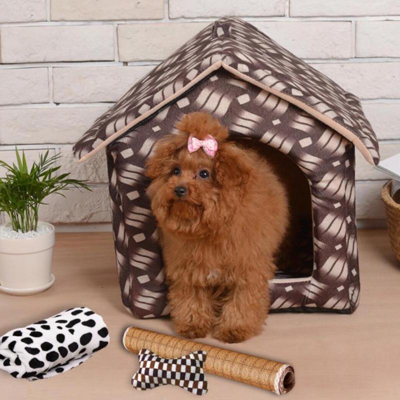 

Cat Beds Portable Dog House Foldable Winter Pet Bed Nest Tent Puppy Kennel Outdoor Travel Convenient Supplies