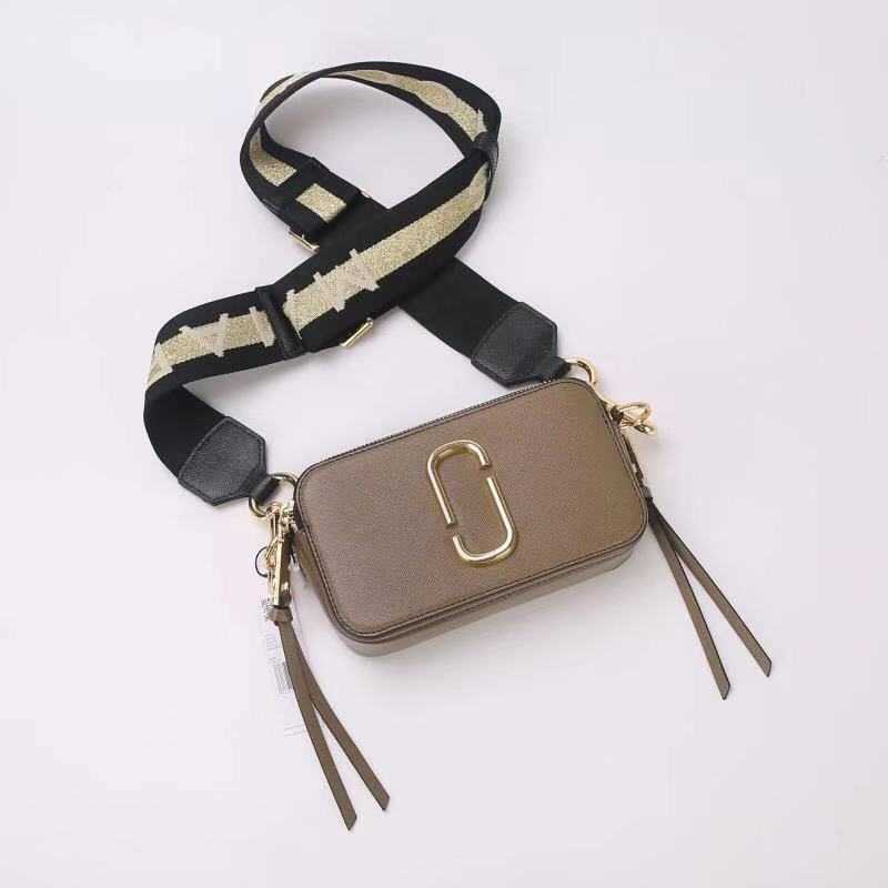 

Luxury Fashion Designer Marc's Jacob Bags Leather Handbag New Mj Pony Camera Bag Double Zipper Color Blocking Shoulder Women's, Camel