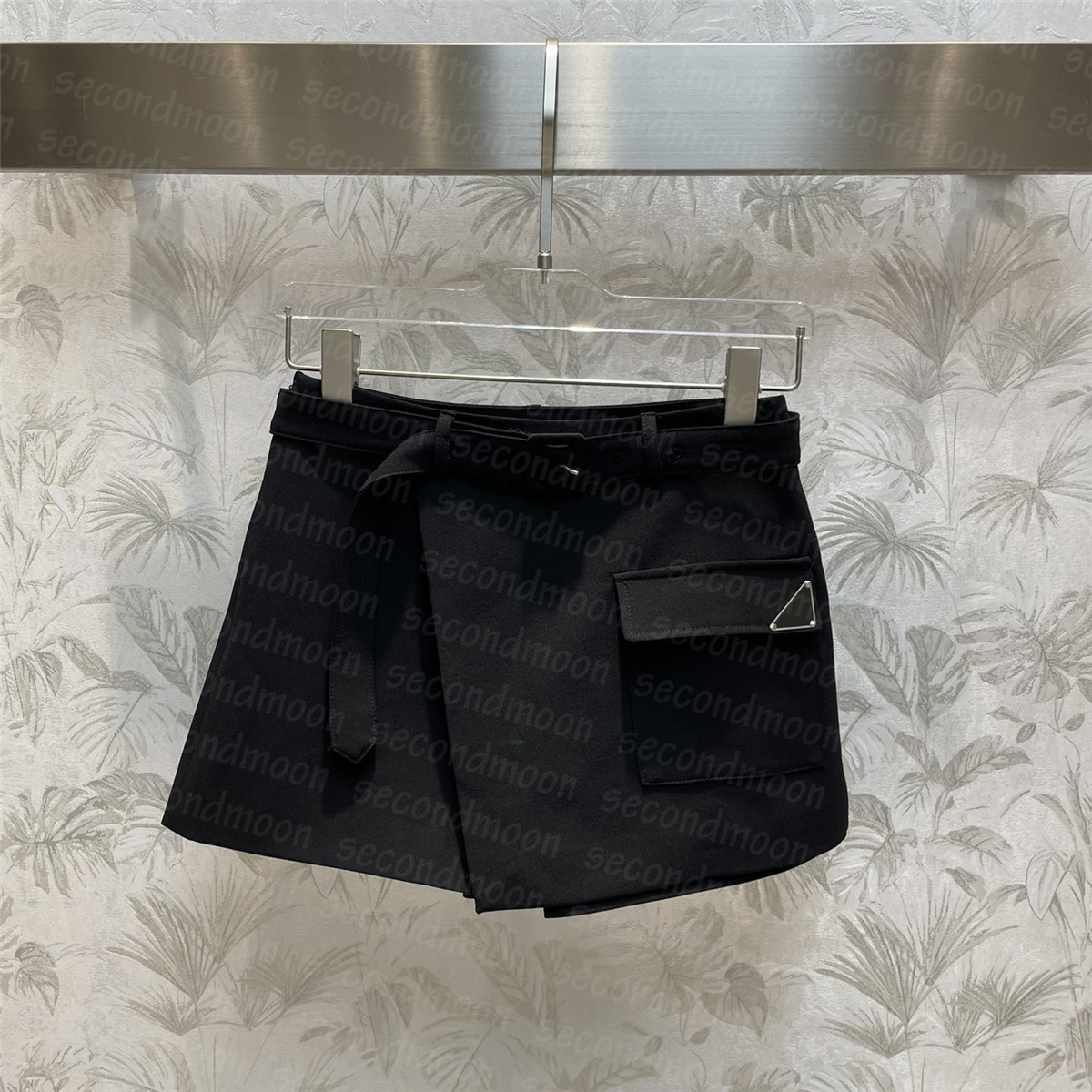 

Women Summer Short Pants Metal Badge Design Shorts Casual Style Pants with Belt Womens Breathable Shorts, #a