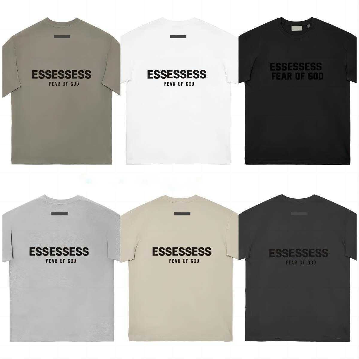 

21ss Designer Tide essent T Shirts Chest Letter Print Short Sleeve High Street Loose Oversize Casual T-shirt 100% Cotton Tops for Men and Women essentail tshirt apm, Ivory