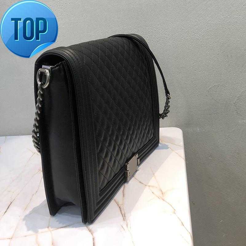

Evening Bags Shoulder Bags 2023 Womens Vintage Maxi Jumbo Boy Calfskin Classic Flap Quilted Aged Silver Metal Hardware Chain Crossbody Luxury Designer Handbags, Black