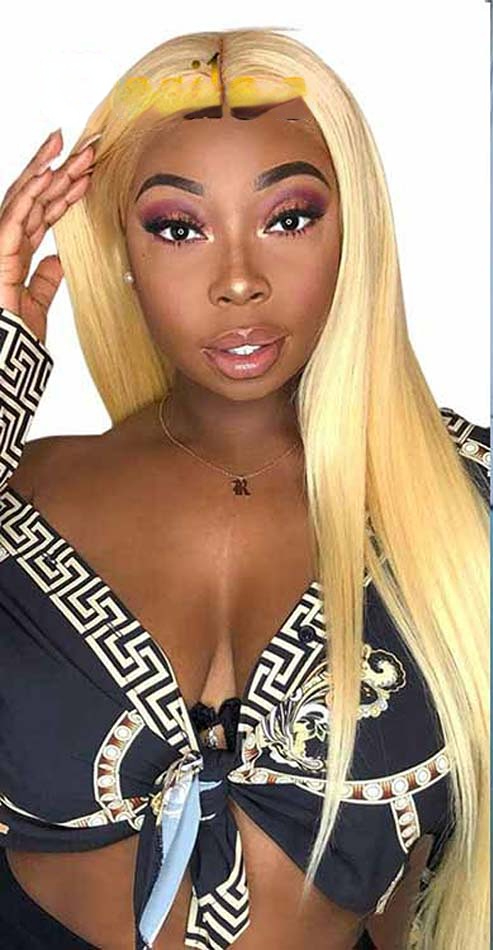 

613 Blonde Lace Front Wig Human Hair Remy Brazilian Hair Blonde Wig Transparent Lace Frontal Wigs Pre Plucked Natural Hairline, 4x4 lace wig