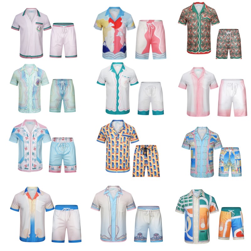 

mens shorts and t shirt set designer Casablanca Men's set Fashion holiday couple printing Designer T-shirt Casual Short Sleeve DressShirt XXL XXXL, Style5