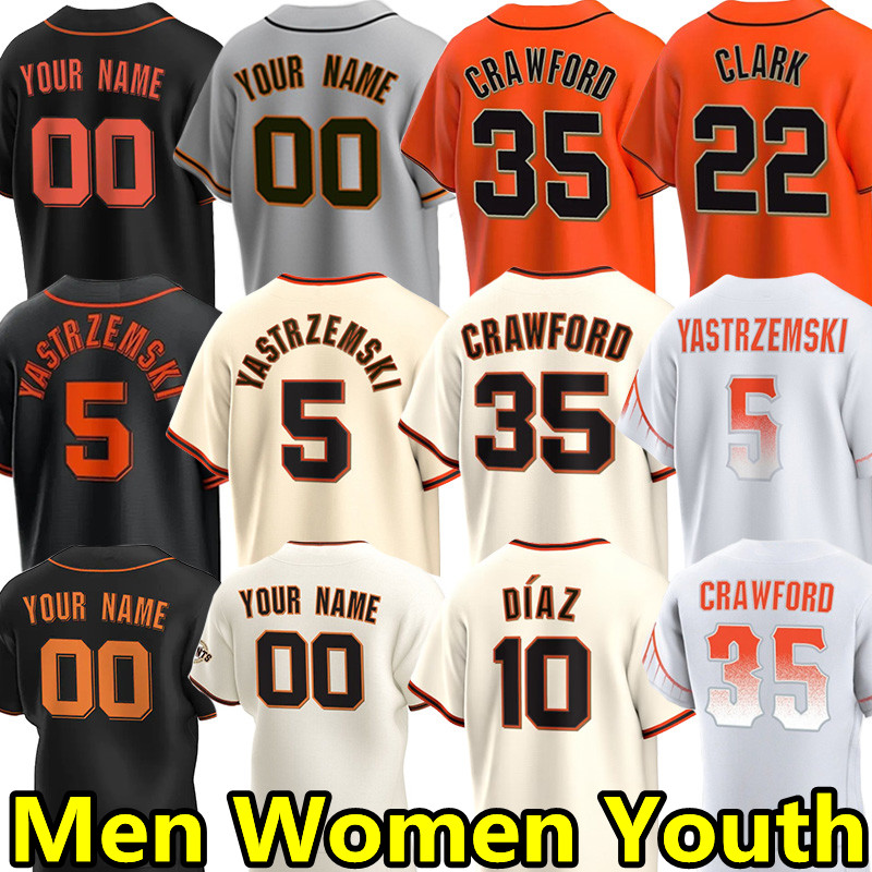 

2023 Custom Baseball Jerseys Brandon Crawford Mike Yastrzemski Joc Pederson Thairo Estrada David Villar Barry Bonds Will Clark Blake Sabol Wilmer Flores Jersey, Youth color 3